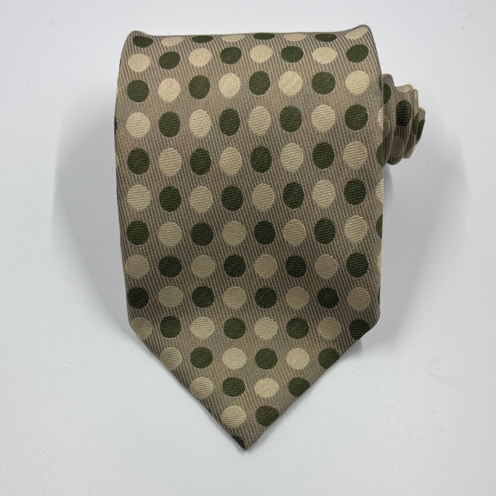 Emporio Armani Men's 100% Silk Tie Necktie Green Polka Dots